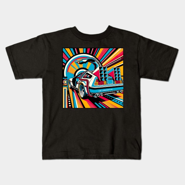 Back to the Future - Delorean Pop Art Kids T-Shirt by PoshFitness